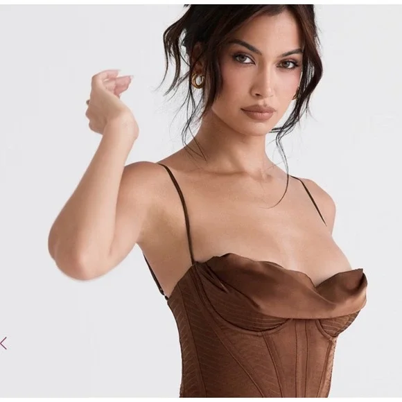 house of cb charmaine dress brown House of CB Charmaine Chocolate Maxi Dress Brown Size S / AU 8